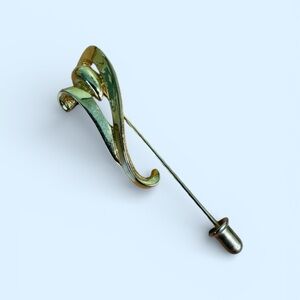 D’Orlan Gold Plated Stick Pin Swirl Design for Hat or Lapel Dainty Deco Retro